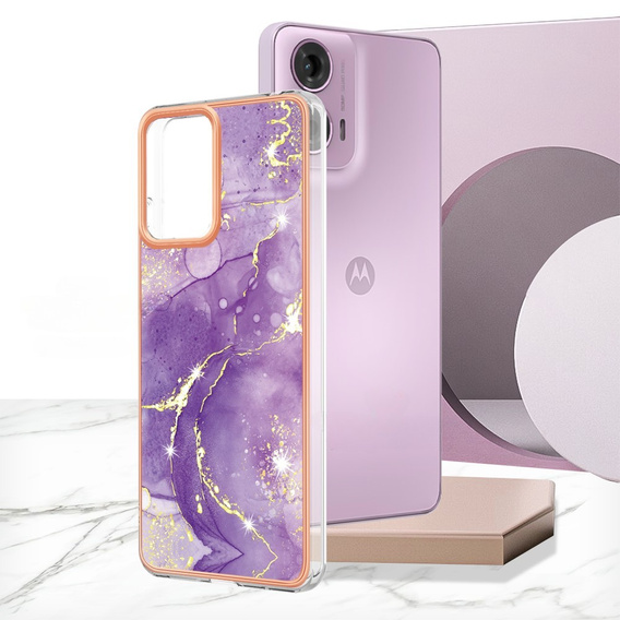 Ochranné puzdro pre Motorola Moto G24 / G24 Power / G04, Marble Slim Case, tmavo fialová