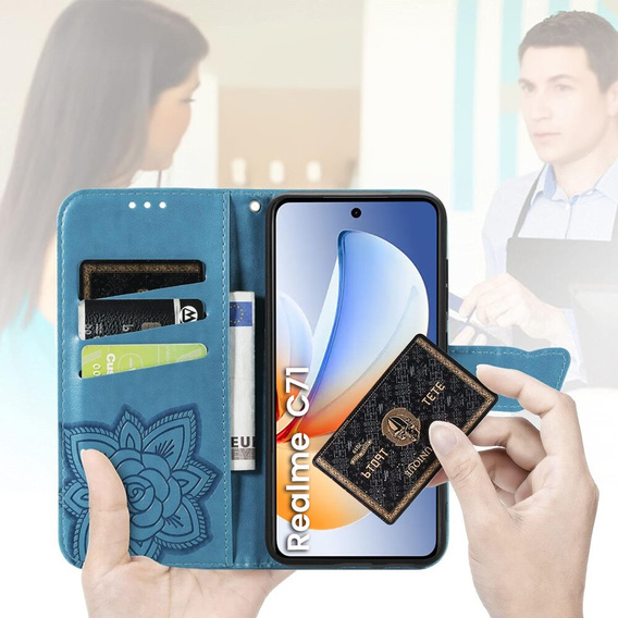 Klapkové puzdro pre Realme C71, Butterfly, modré
