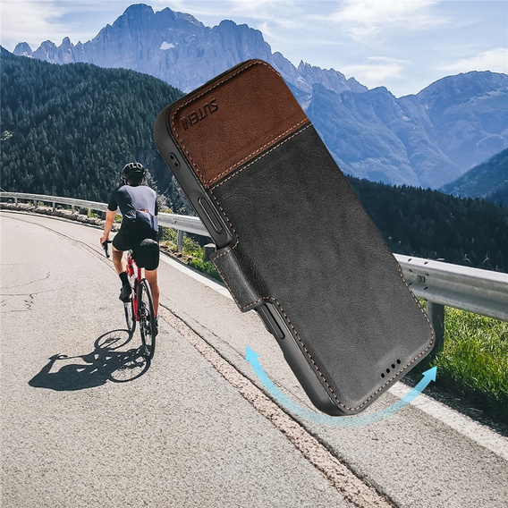 Flipové puzdro 2 v 1 pre iPhone 17 Pro Max, SUTENI, pre MagSafe, čierne