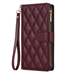 Puzdro s chlopňou pre Samsung Galaxy A56 5G, Rhombus Crossbody Leather, bordové