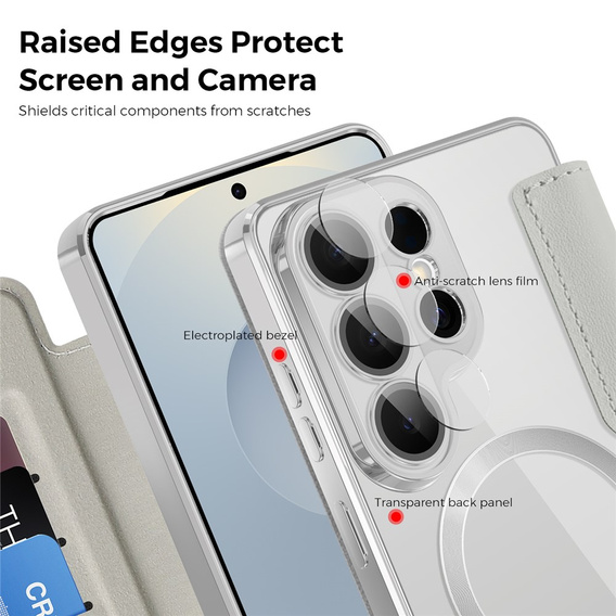 RFID peňaženka MagSafe flipové puzdro s ochranou fotoaparátu pre Samsung Galaxy S26 Ultra