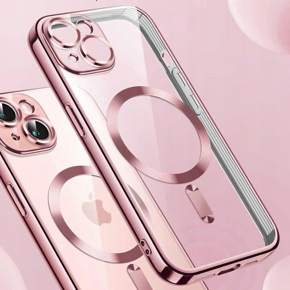 Puzdro pre iPhone 15, Electro MagSafe, ružové + sklo na displej