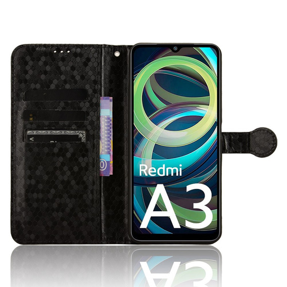Flipové puzdro pre Xiaomi Redmi A3, Wallet Rhombus, čierne