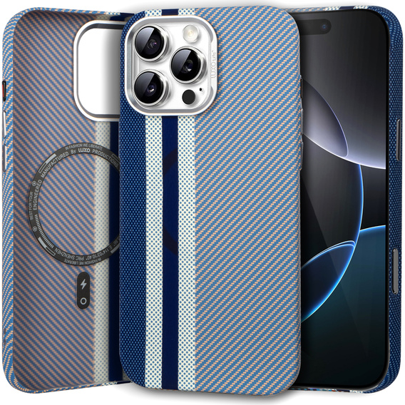 Puzdro pre iPhone 16 Pro, Carbon Fiber MagSafe, modré