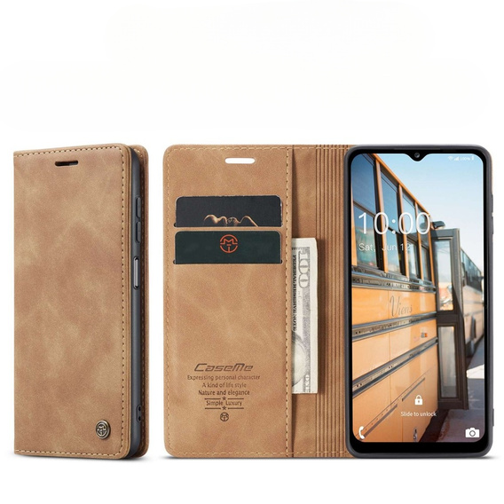 CASEME puzdro pre Samsung Galaxy M33 5G, Leather Wallet Case, hnedé