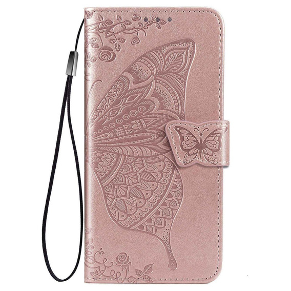 Klapkové puzdro pre Samsung Galaxy M33, Butterfly, ružové rose gold
