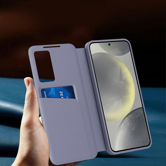 Flipové puzdro pre Samsung Galaxy S25 Edge, Smart View Wallet, fialové