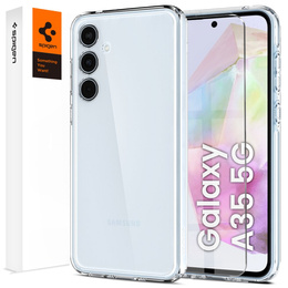 Puzdro Spigen pre Samsung Galaxy A35 5G, Ultra Hybrid, priehľadné + tvrdené sklo 9H