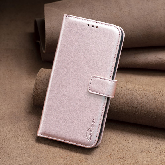 Klapkové puzdro pre Samsung Galaxy S23 FE, BINFEN Wallet, ružové rose gold + 9H sklo