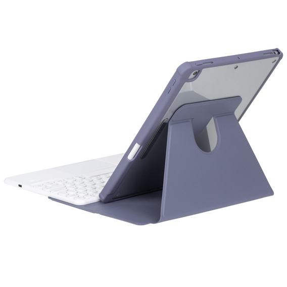 Puzdro s klávesnicou pre iPad 11" 2025 A16 (11 gen.) / iPad 10.9" 2022 (10 gen.), Rotary 360° Leather, fialové