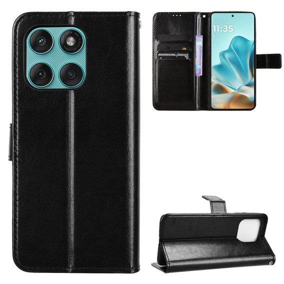 Klapkové puzdro pre Motorola Edge 60 / 60 Fusion, Crazy Horse Wallet, čierne