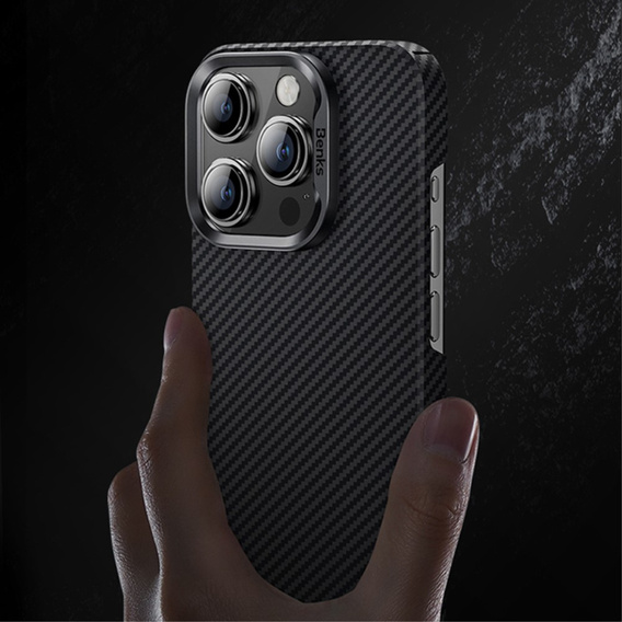 Puzdro BENKS Kevlar pre iPhone 15 Pro Max, pre MagSafe, Carbon Fiber, čierne