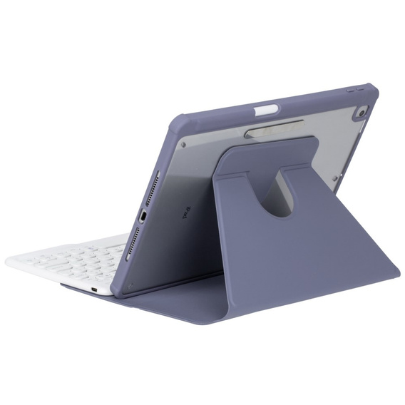 Puzdro s klávesnicou pre iPad 11" 2025 A16 (11 gen.) / iPad 10.9" 2022 (10 gen.), Rotary 360° Leather, fialové