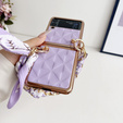 Puzdro pre Samsung Galaxy Z Flip3 5G, Grid Leather, fialové