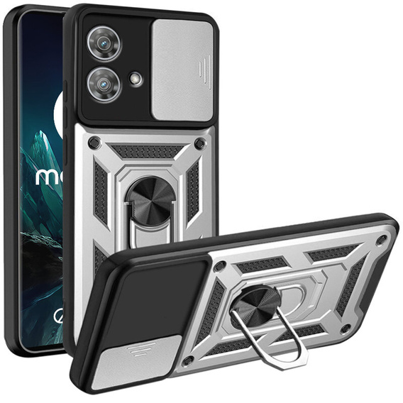 Obal na mobil pre Motorola Edge 40 Neo, CamShield Slide, striebro