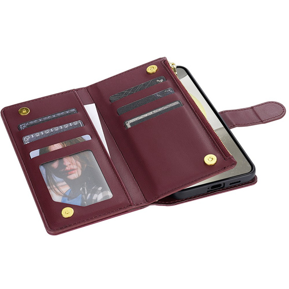Puzdro s chlopňou pre Samsung Galaxy A56 5G, Rhombus Crossbody Leather, bordové