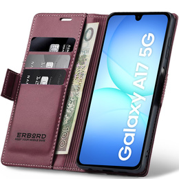 Puzdro pre Samsung Galaxy A17 5G, ERBORD Glossy Litchi, flipová peňaženka, červené