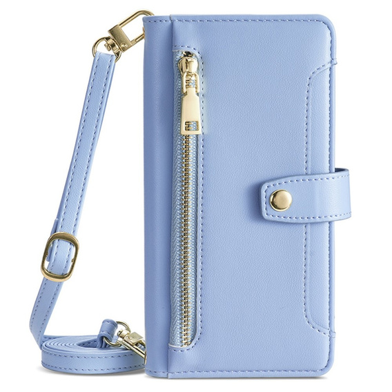 Klapkové puzdro pre Samsung Galaxy A16, Wallet Zipper Pocket, modré