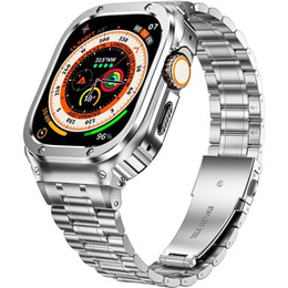 Oceľový náramok s puzdrom pre Apple Watch 7/8/9 45MM, strieborný