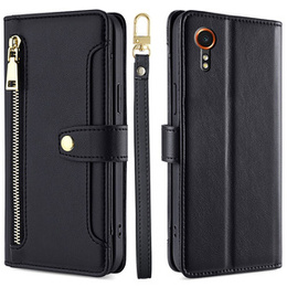 Klapkové puzdro pre Samsung Galaxy Xcover 7, Wallet Zipper Pocket, čierne