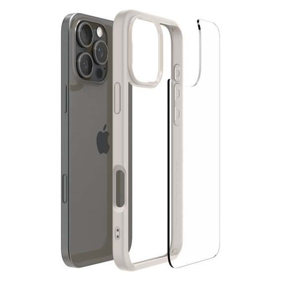 Puzdro Spigen pre iPhone 16 Pro Max, Ultra Hybrid, transparentný / titánový + tvrdené sklo 9H
