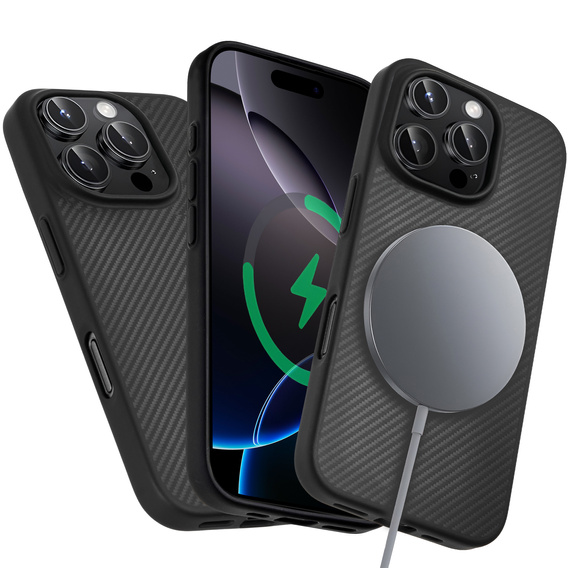 Puzdro pre iPhone 16 Pro, Aramid Fiber Cover, čierne