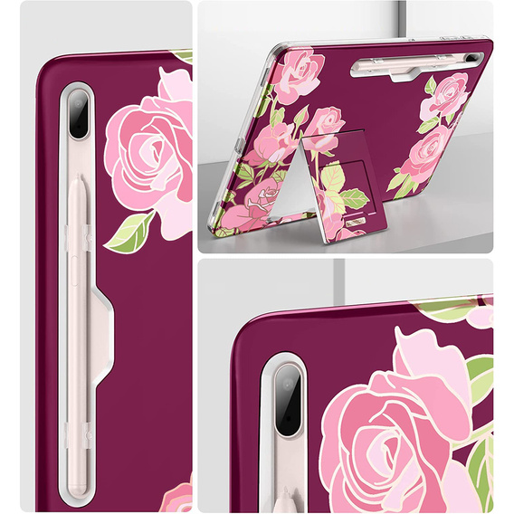 Obal na mobil pre Samsung Galaxy Tab S7 FE, Suritch Full Body Marble, bordové