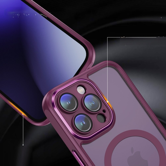 Puzdro pre iPhone 15 Pro Max, ERBORD Impact Guard, MagSafe, bordové