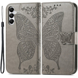 Klapkové puzdro pre Samsung Galaxy A05s, Butterfly, sivé