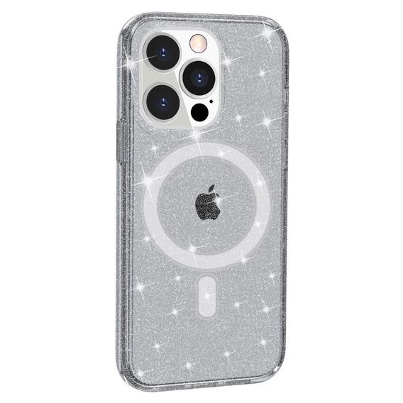 Obal na mobil pre iPhone 14 Pro, Dropproof MagSafe Glitter, čierne