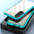 Puzdro pre Samsung Galaxy A17 5G, magnetické dvojité sklo, priehľadné s modrými stranami