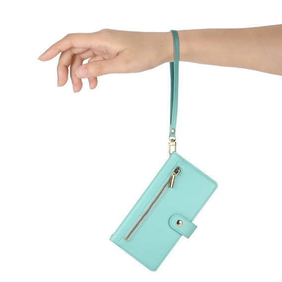 Klapkové puzdro pre Honor Magic 7 Lite, Wallet Zipper Pocket, mätové