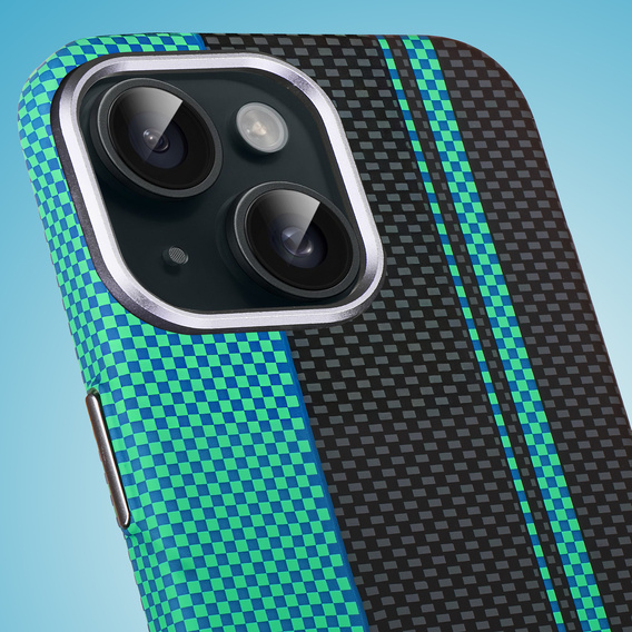 Puzdro pre iPhone 14, Carbon Fiber MagSafe, čierna / modrá