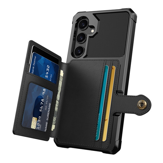 Puzdro pre Samsung Galaxy A55 5G, Card Holder Kickstand, čierne