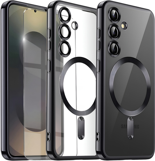 Puzdro pre Samsung Galaxy S25+ Plus, Electro MagSafe, čierne + sklo na displej