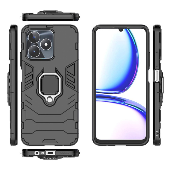 Obal na mobil pre Realme C51, Kickstand Ring, čierne
