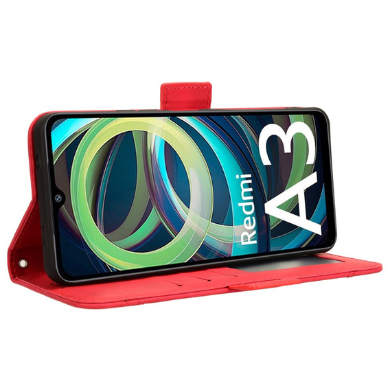 Klapkové puzdro pre Xiaomi Redmi A3, Card Slot, červené