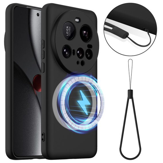Obal na mobil pre Xiaomi 15 Ultra, Silicone MagSafe, čierne