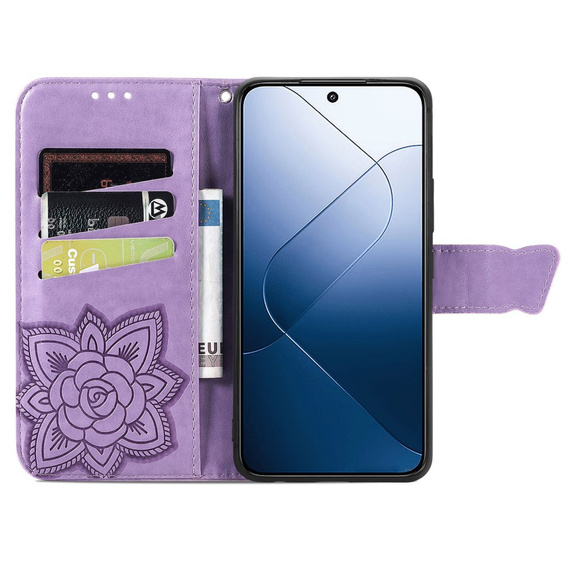 Klapkové puzdro pre Xiaomi 14T Pro, Butterfly, fialové