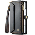 Puzdro CASEME pre Samsung Galaxy Z Fold6 5G, RFID Leather Wallet, s popruhom cez rameno, čierne