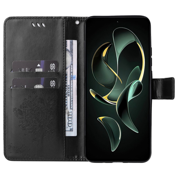 Klapkové puzdro pre Xiaomi 13T / 13T Pro, stromček, čierne