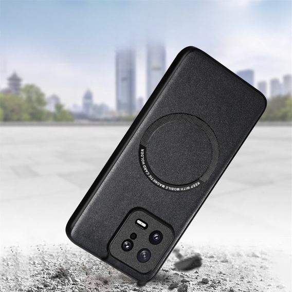 Obal na mobil pre Xiaomi 13, Leather Hybrid MagSafe, čierne