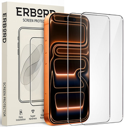 2x tvrdené sklo ERBORD 9H Hard Glass na displeji pre iPhone 17 Pro/17/16 Pro