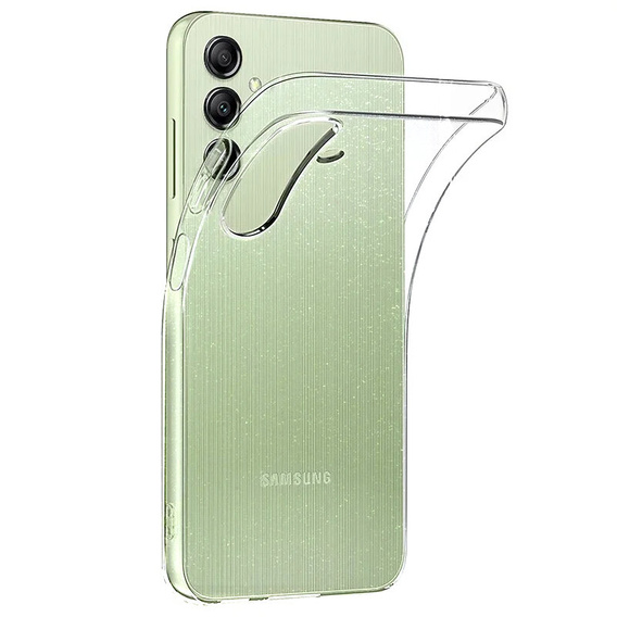 Puzdro pre Samsung Galaxy A25, silikónové s trblietkami, priehľadné + 9H sklo