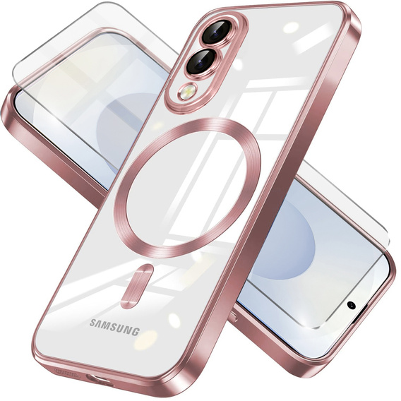 Puzdro pre Samsung Galaxy S25 Edge, Electro MagSafe, ružové rose gold + sklo na displej