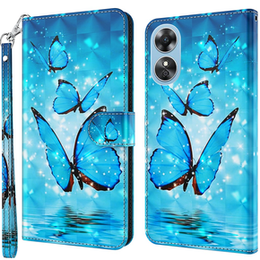 Klapkové puzdro pre Oppo A17, Wallet Light Spots Decor Butterfly, modré