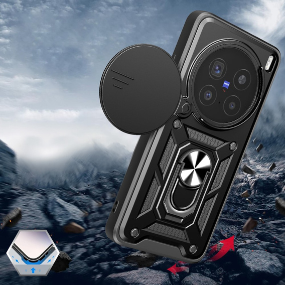 Obal na mobil pre Vivo X200 Pro 5G, CamShield Slide, čierne