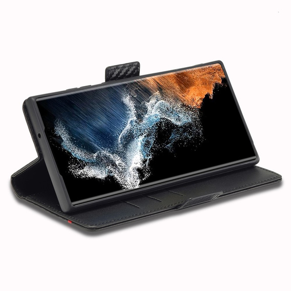 Klapkové puzdro pre Samsung Galaxy S23 Ultra, Carbon LC.IMEEKE, čierne