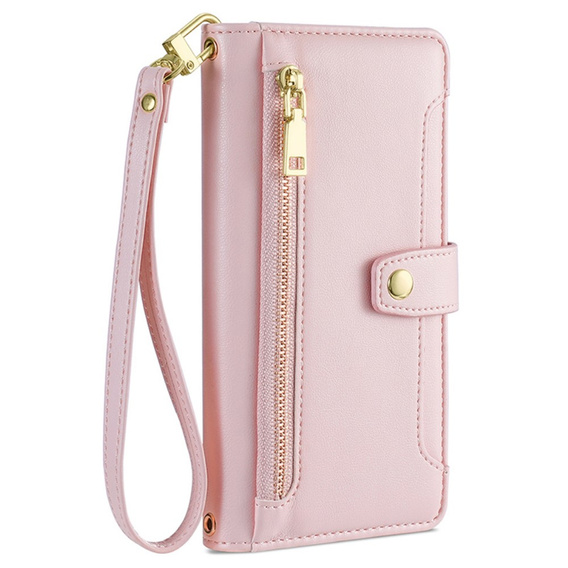 Klapkové puzdro pre Samsung Galaxy M15 5G, Wallet Zipper Pocket, ružové