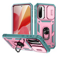 Puzdro pre Samsung Galaxy A56 5G, KickStand Camera Lens, ružová / zelená